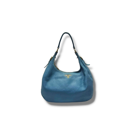 Prada Vitello Daino Leather Hobo Bag Ghw (Turquoise)