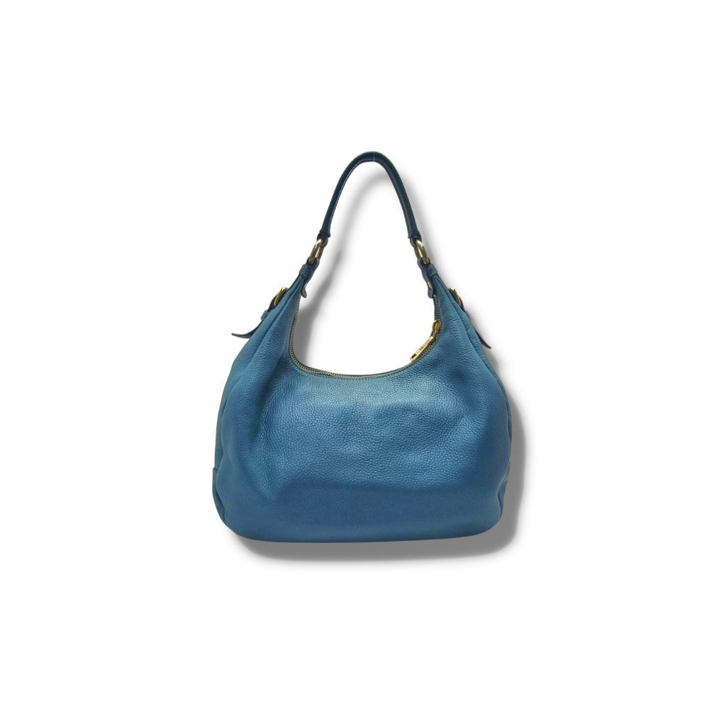 Prada Vitello Daino Leather Hobo Bag Ghw (Turquoise)