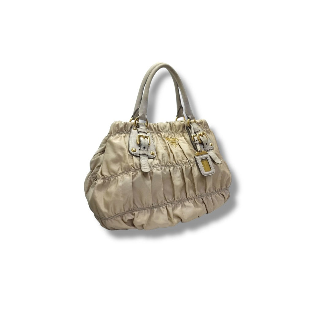 Prada Nylon Gaufre Tote Bag Ghw (Off White)