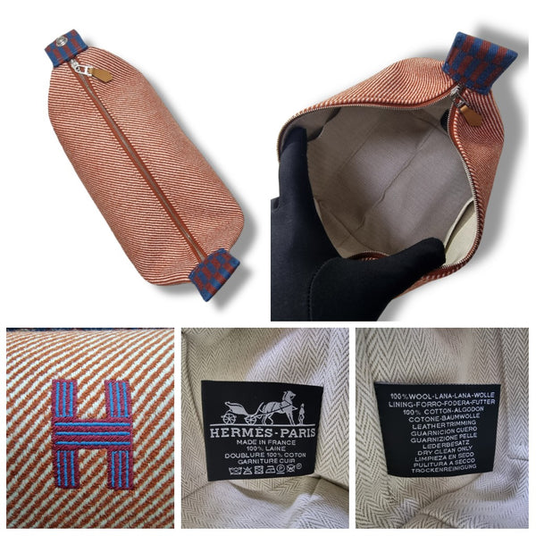 Hermes Bride A Brac H Natte Bicolor Wool Twill Case Small (Tomette)