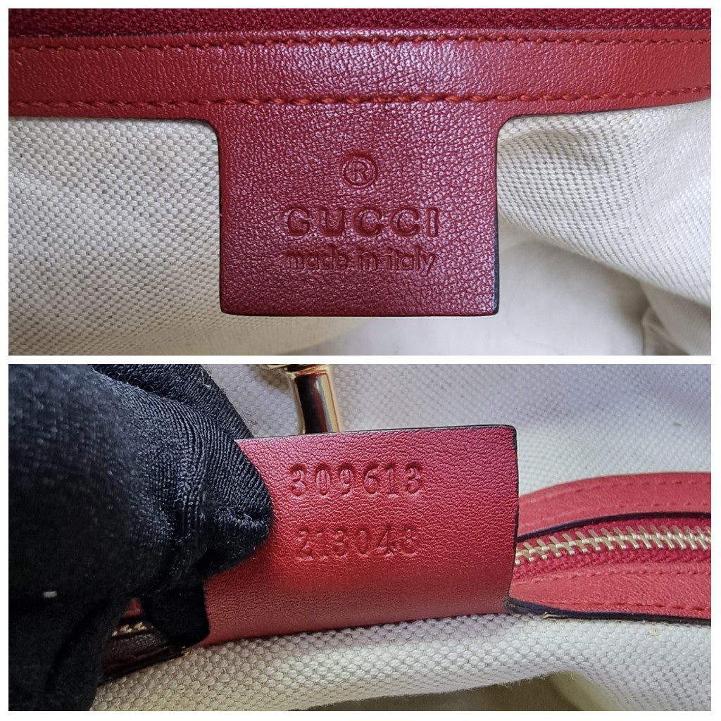 Gucci Microguccissima Patent NIce Shoulder Bag Ghw (Red)