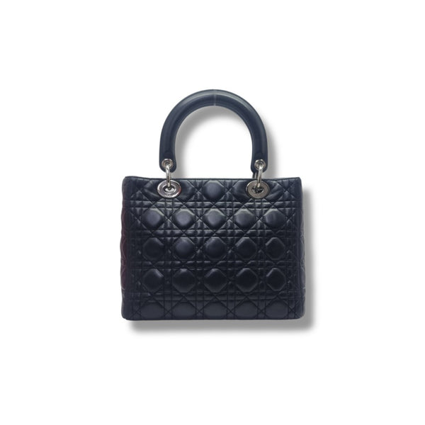 Christian Dior Lady Dior Medium Cannage Lambskin Shw (Black)