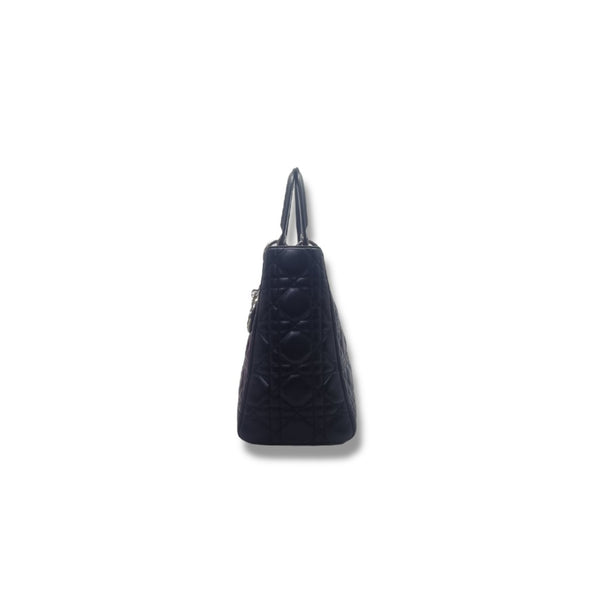 Christian Dior Lady Dior Medium Cannage Lambskin Shw (Black)