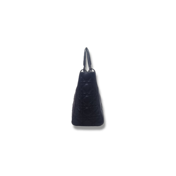 Christian Dior Lady Dior Medium Cannage Lambskin Shw (Black)