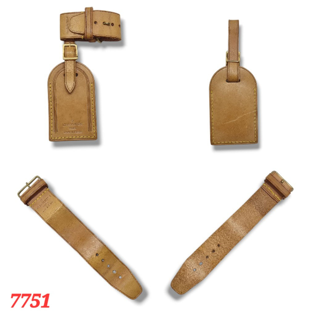 Louis Vuitton Name Tag With Handle Holder Cowhide Leather (Beige)