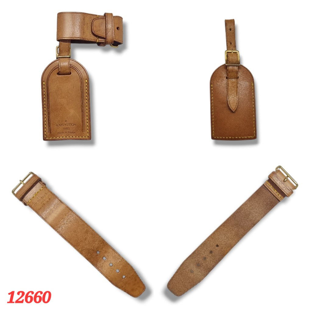 Louis Vuitton Name Tag With Handle Holder Cowhide Leather (Beige)