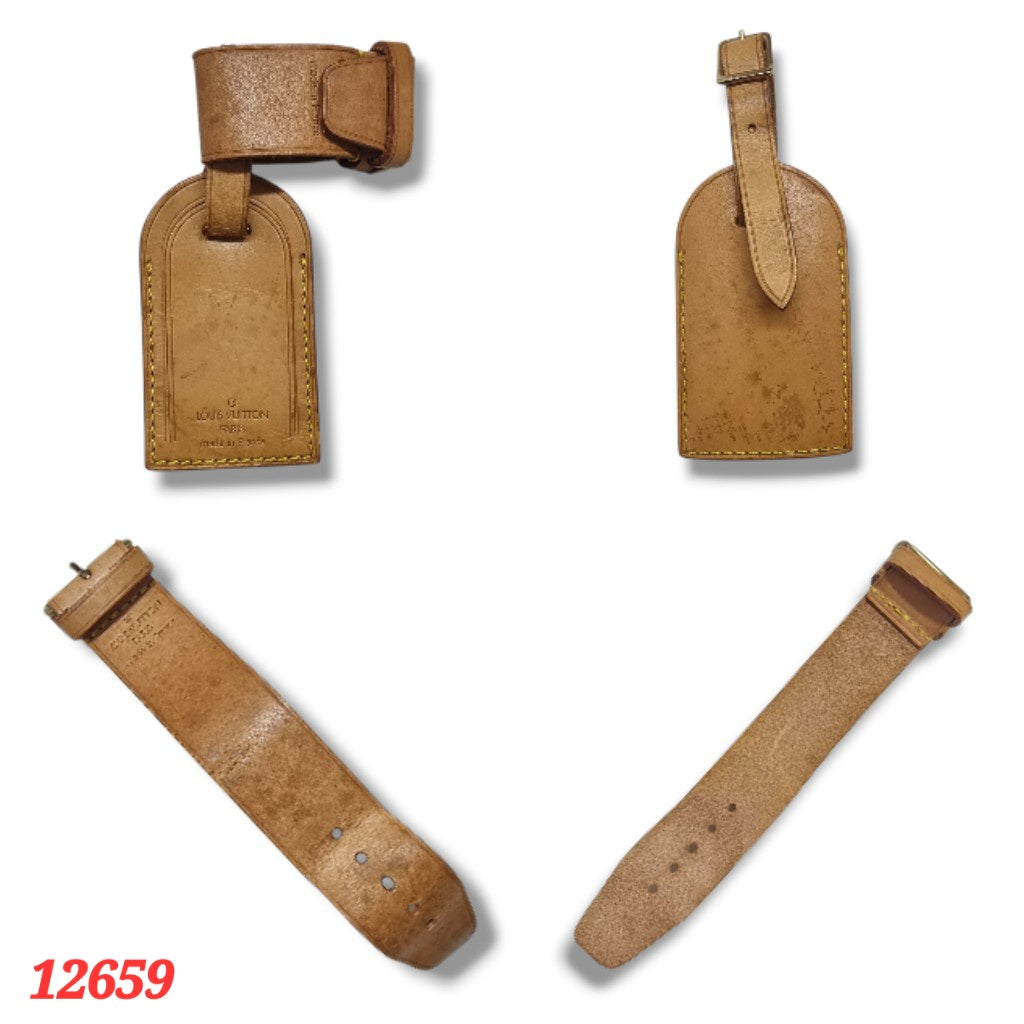 Louis Vuitton Name Tag With Handle Holder Cowhide Leather (Beige)