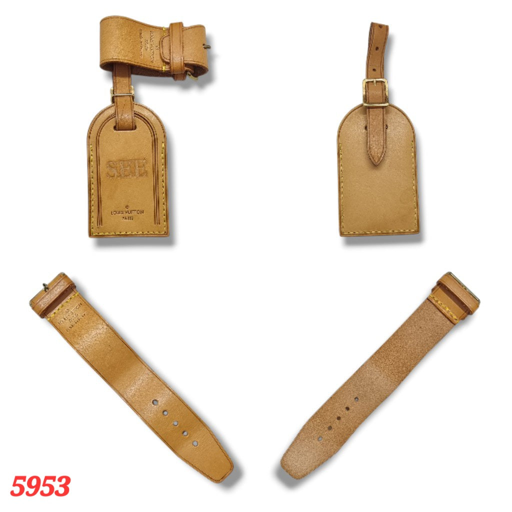 Louis Vuitton Name Tag With Handle Holder Cowhide Leather (Beige)