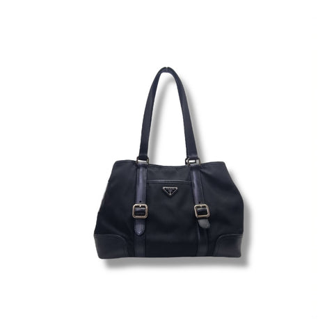 Prada BR3049 Nylon Shoulder Bag Ghw (Black)