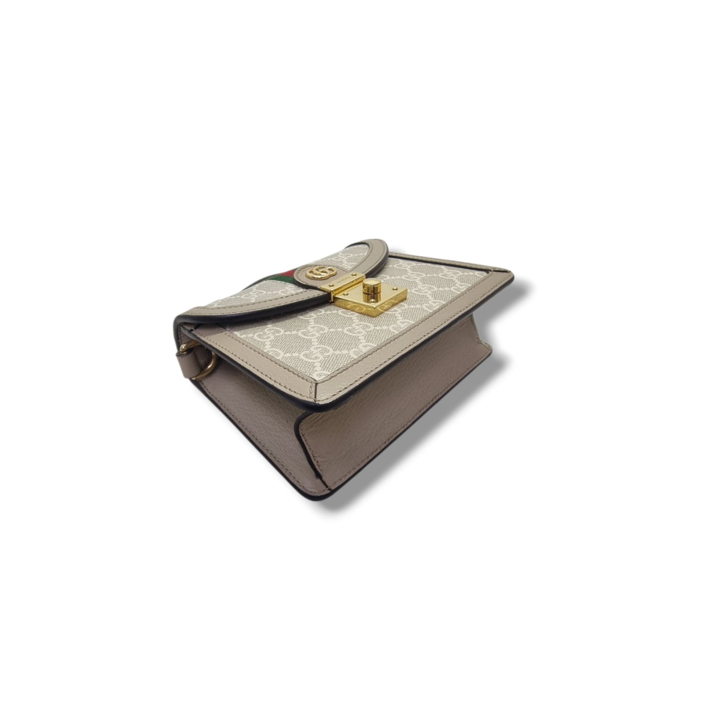 Gucci GG Supreme Canvas Ophidia Lock Mini Crossbody Bag Ghw (Beige)