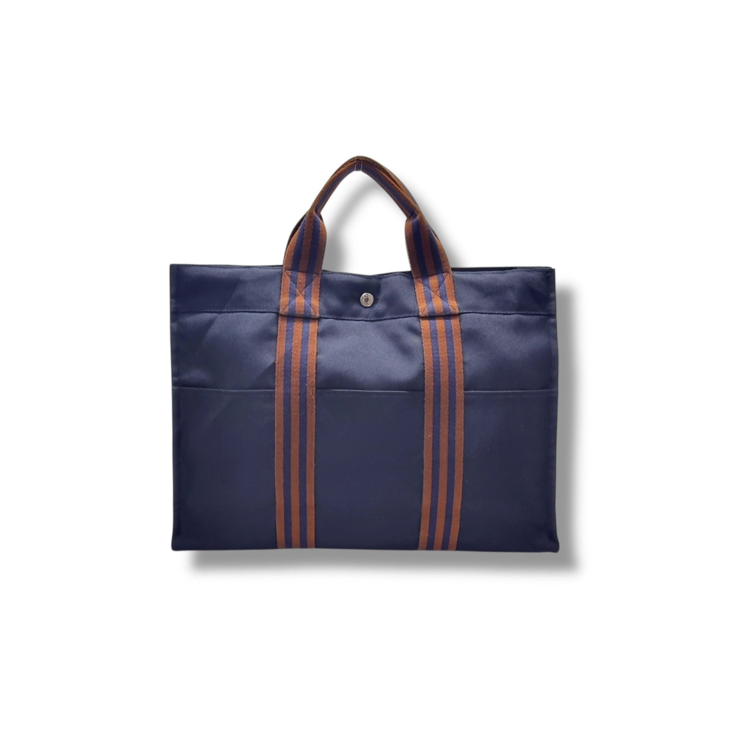 Hermes Fourre Tout MM Canvas Top Handle Shw (Dark Blue/Brown)