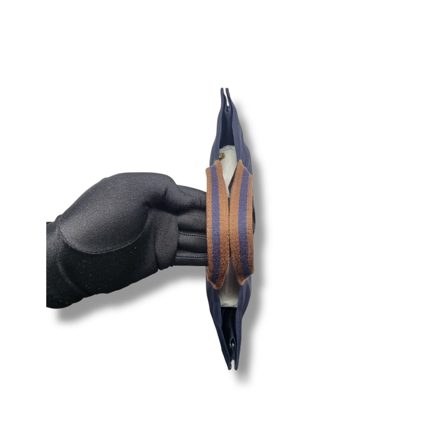 Hermes Fourre Tout MM Canvas Top Handle Shw (Dark Blue/Brown)