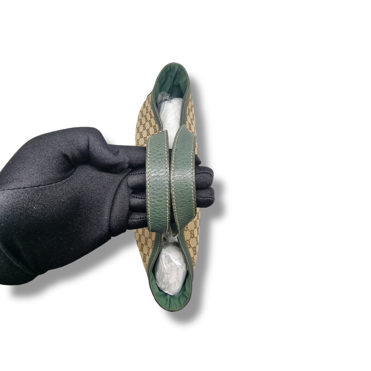 Gucci GG Abbey D-Ring Canvas Shoulder Bag Ghw (Beige/Dark Green)