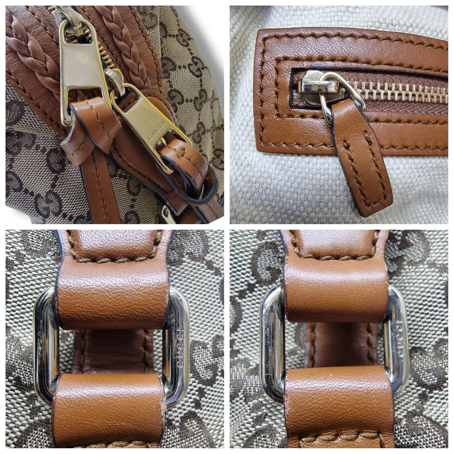 Gucci GG Brick Lane Canvas Bowling Bag Ghw (Brown)