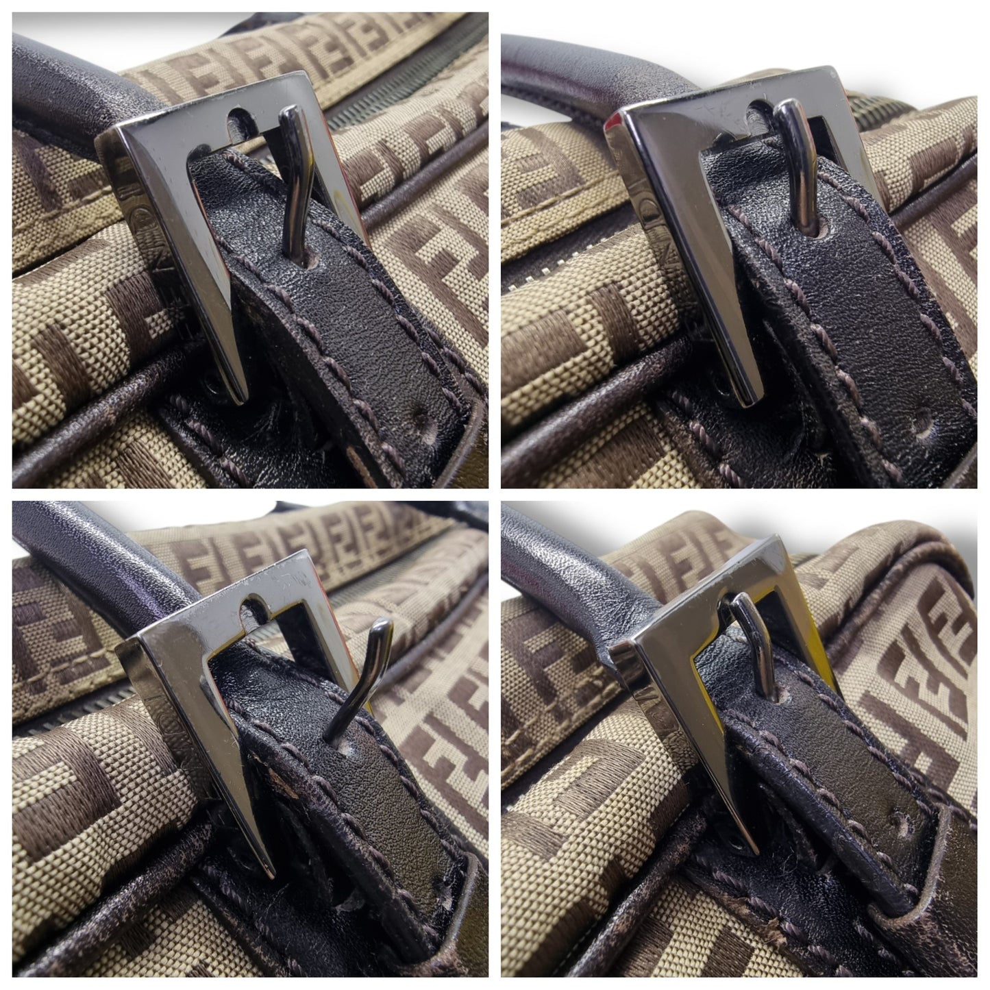 Fendi Zucchino Canvas Shoulder Bag Shw( Brown)