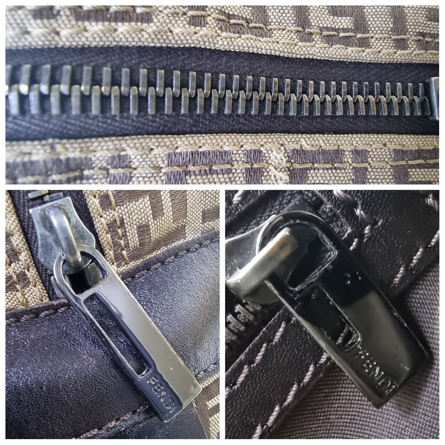 Fendi Zucchino Canvas Shoulder Bag Shw( Brown)