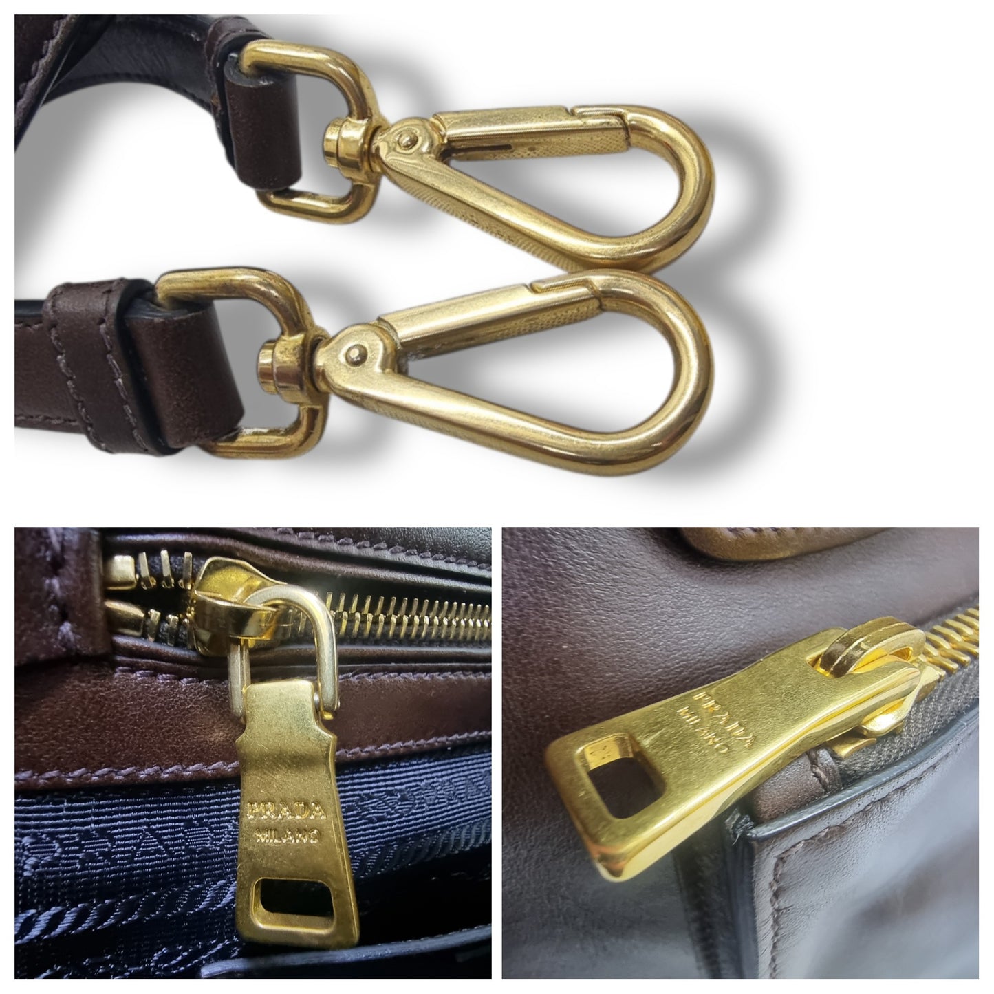 Prada Soft Calf Leather Tote Bag Ghw (Brown)