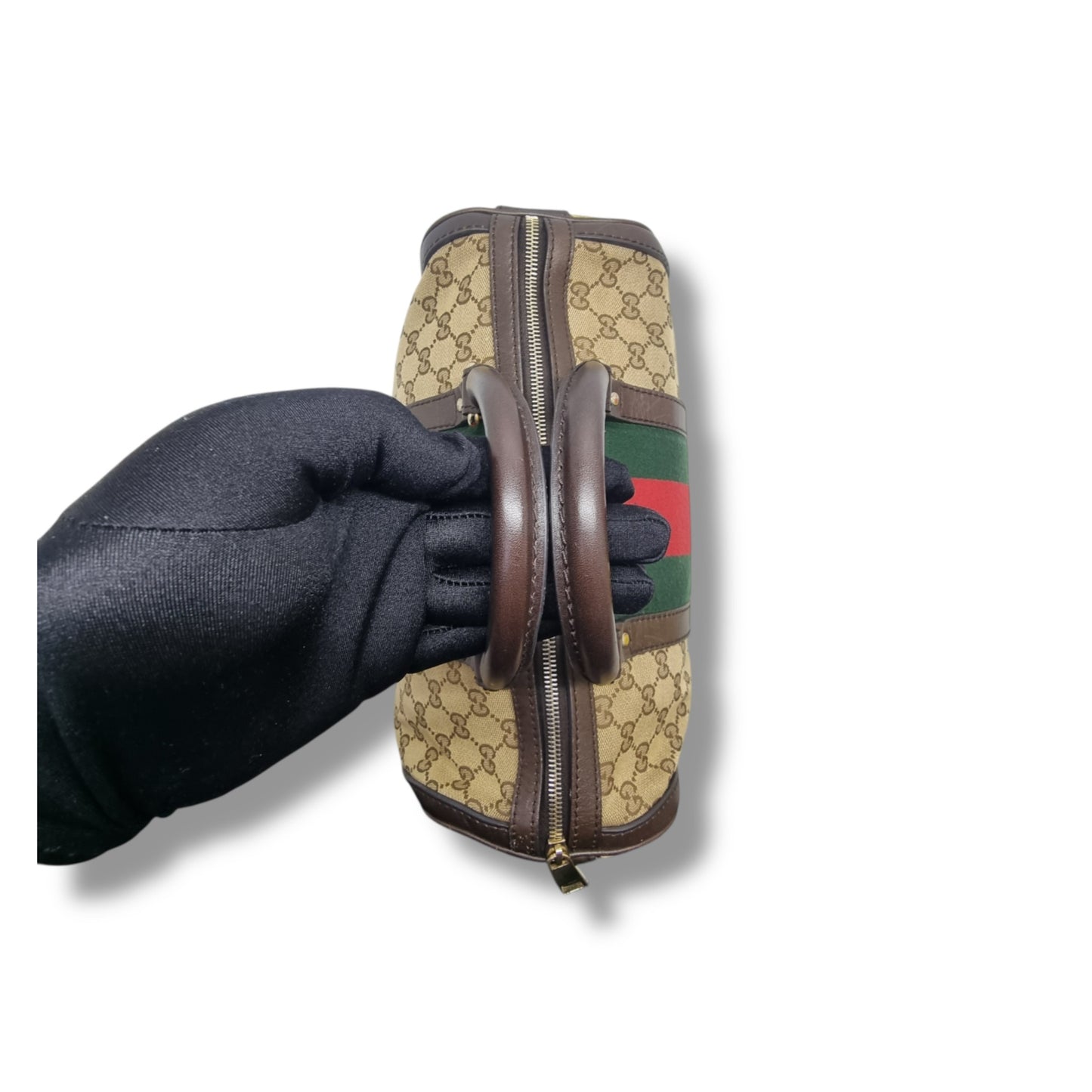 Gucci GG Canvas Vintage Web Boston Bag Ghw (Brown/Beige)