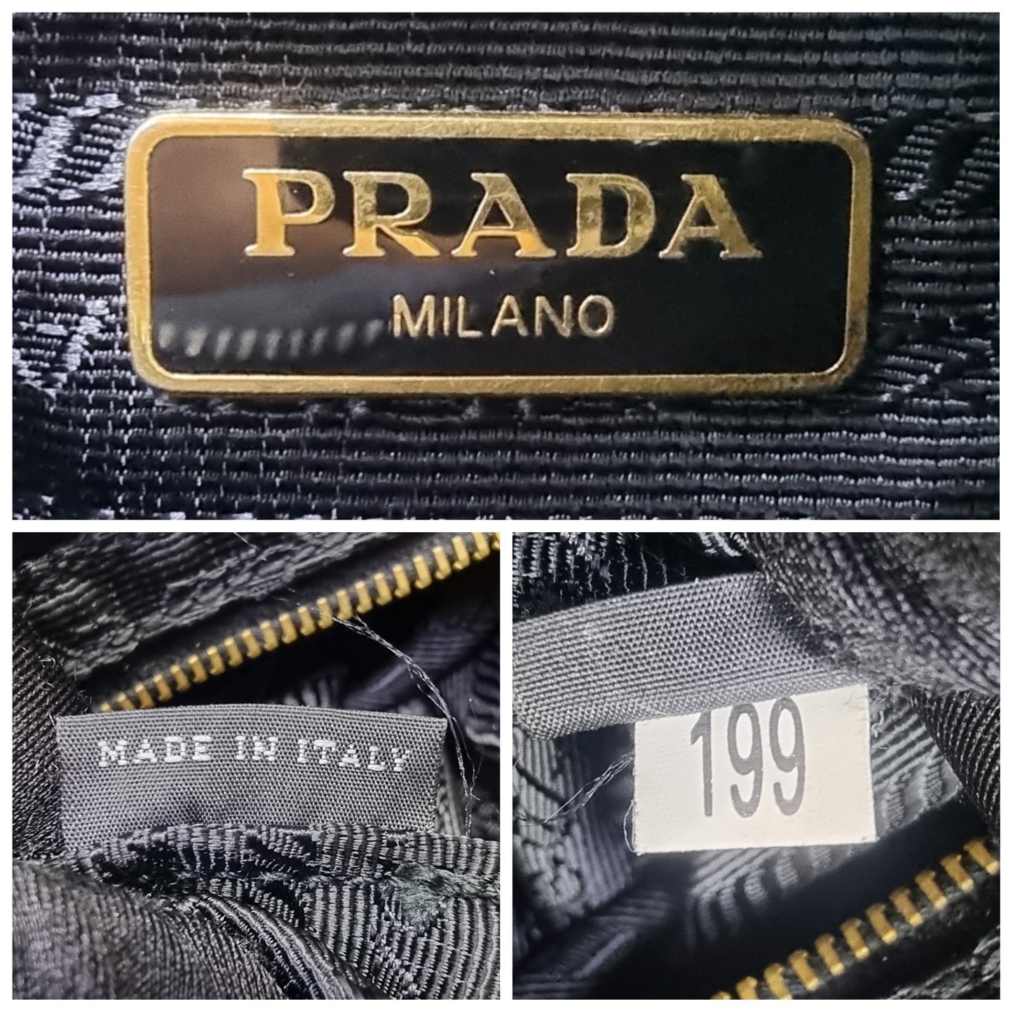 Prada 1N1422 Wristlet Nylon Clutch Ghw (Black)