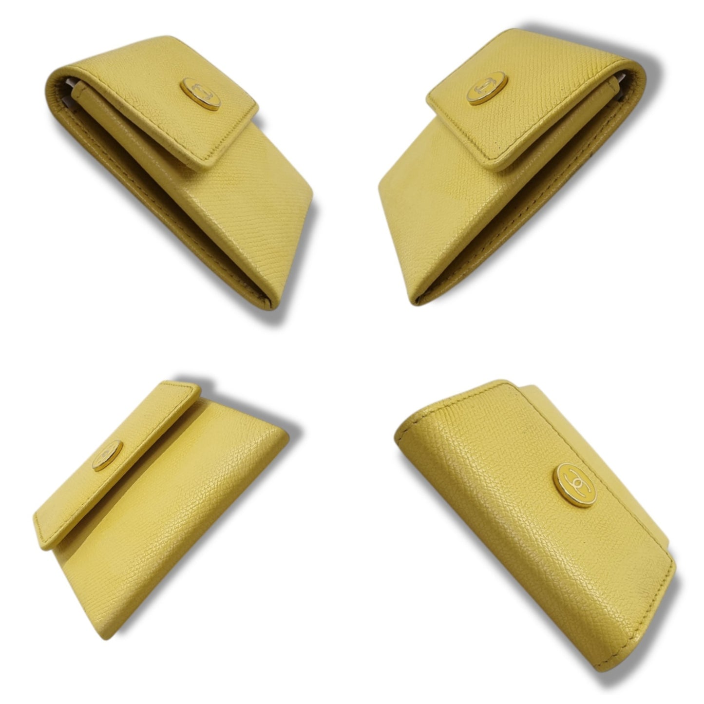 Chanel Coco Button Coin Purse Calfskin Leather Ghw (Yellow)