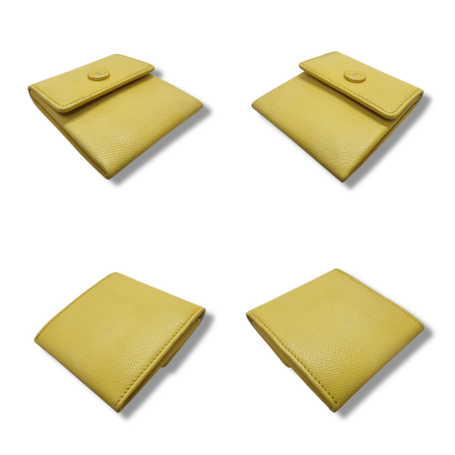 Chanel Coco Button Coin Purse Calfskin Leather Ghw (Yellow)