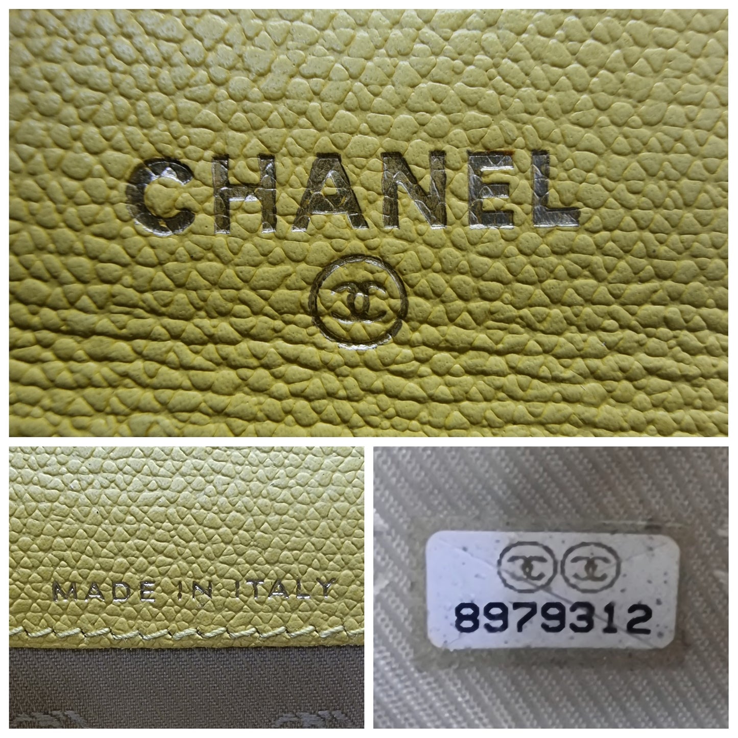 Chanel Coco Button Coin Purse Calfskin Leather Ghw (Yellow)