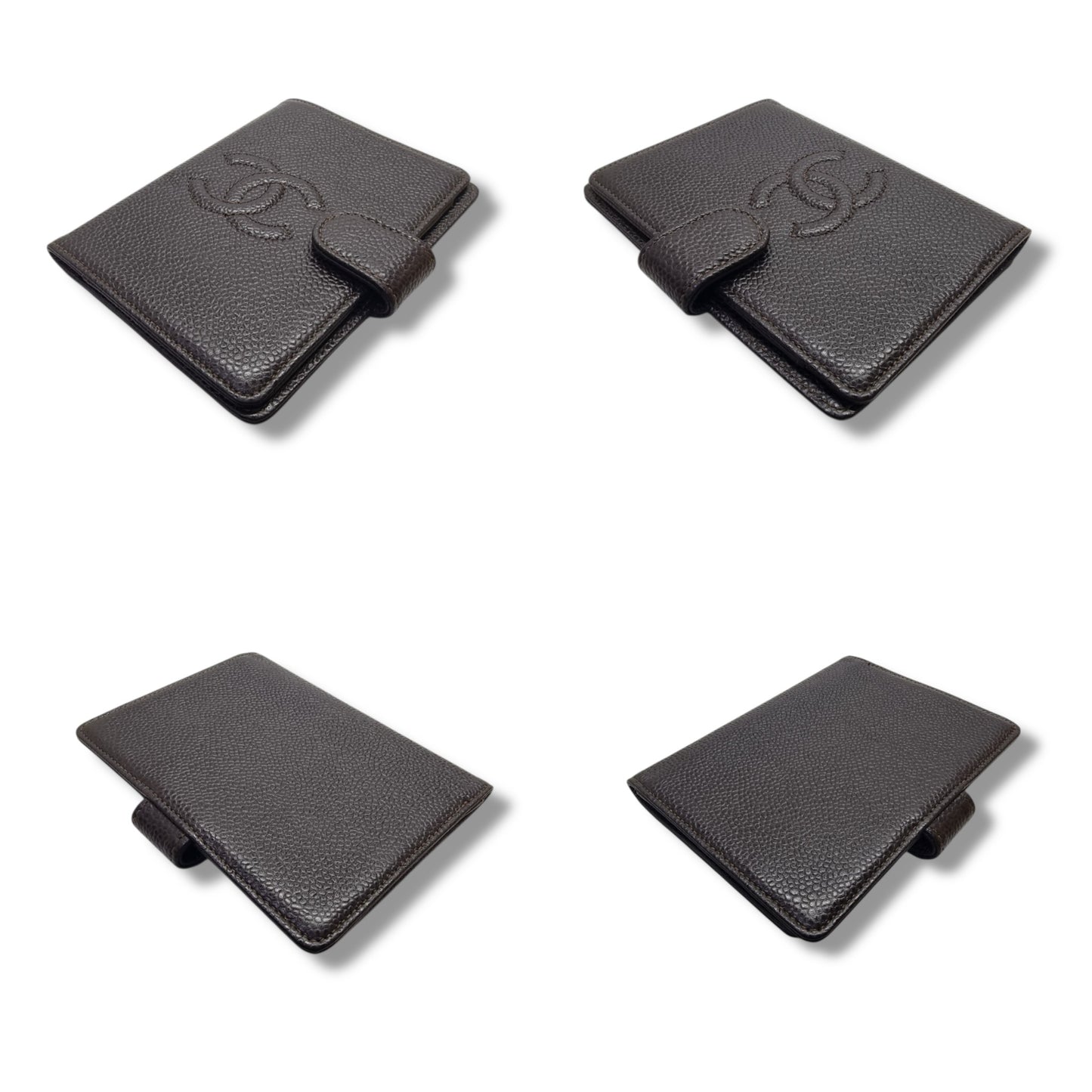 Chanel Vintage Timeless Agenda Cover Grain Leather Ghw (Dark Brown)