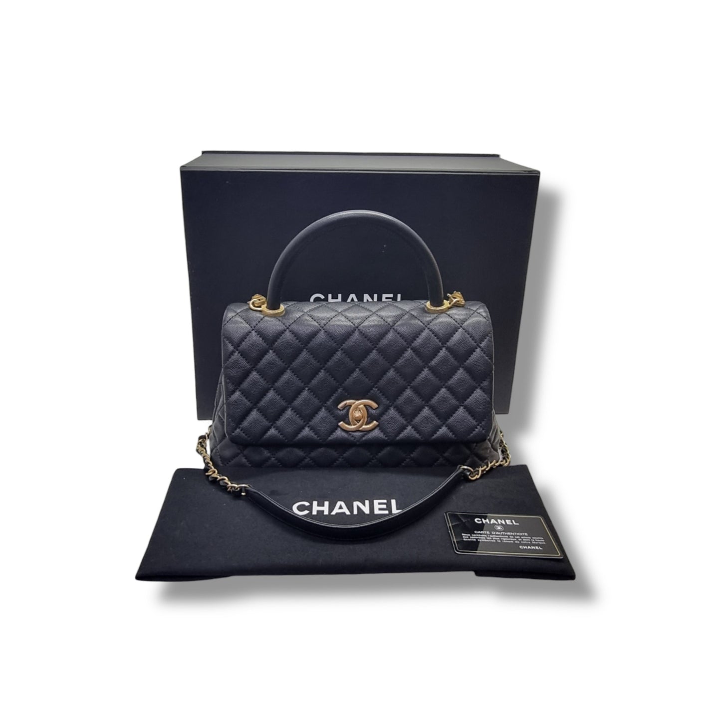 Chanel Coco Handle Medium Caviar Ghw (Black)