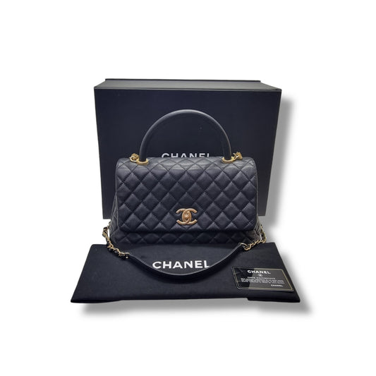 Chanel Coco Handle Medium Caviar Ghw (Black)