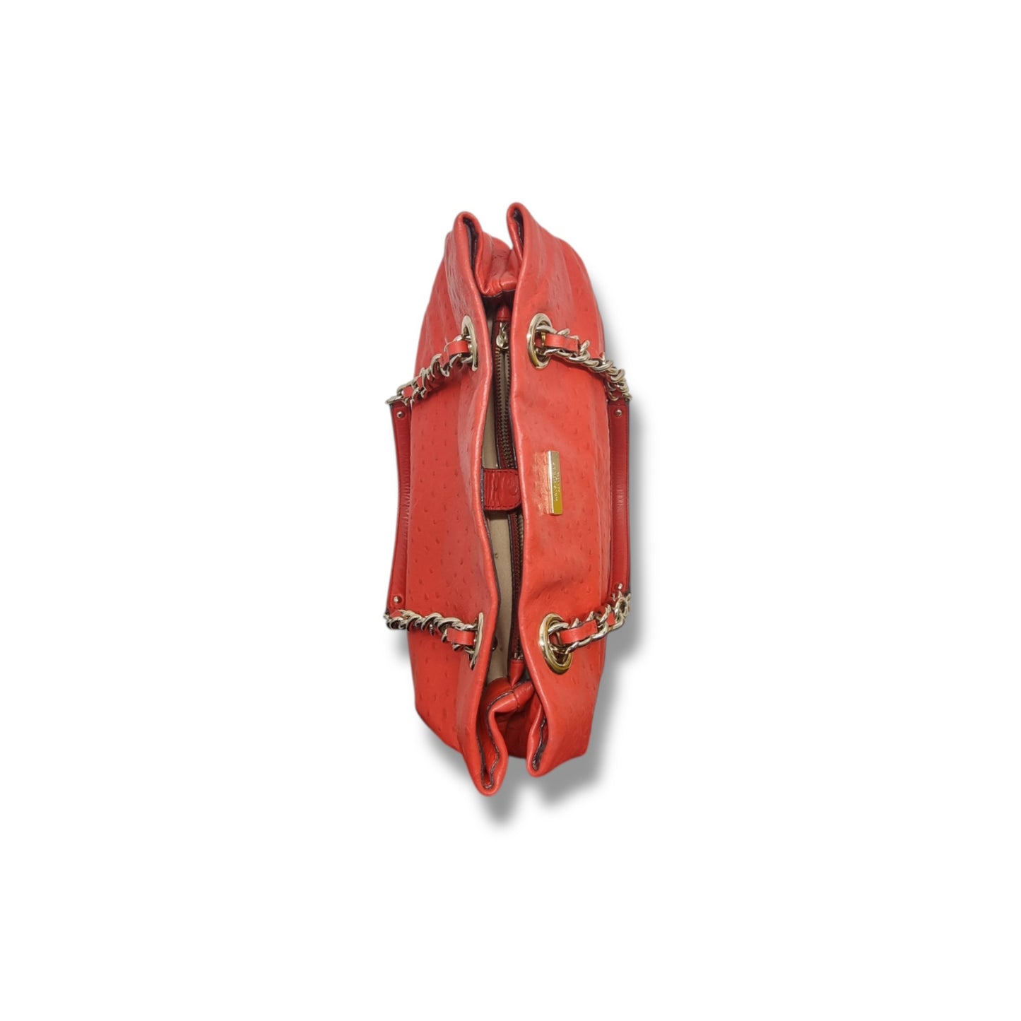 Kate Spade Victoria Falls Maryanne Ostrich Embossed Leather Ghw (Red Coral)