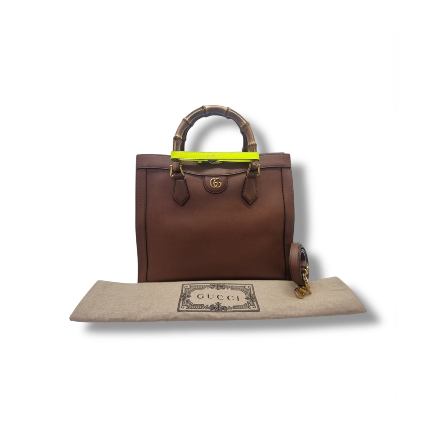 Gucci Diana Medium Bamboo Top Handle Leather Tote Bag Ghw (Brown)
