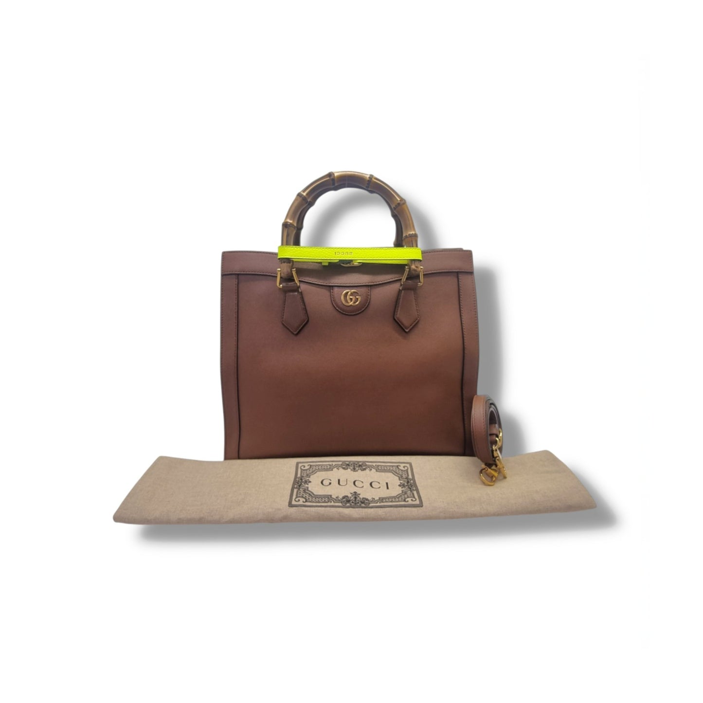 Gucci Diana Medium Bamboo Top Handle Leather Tote Bag Ghw (Brown)