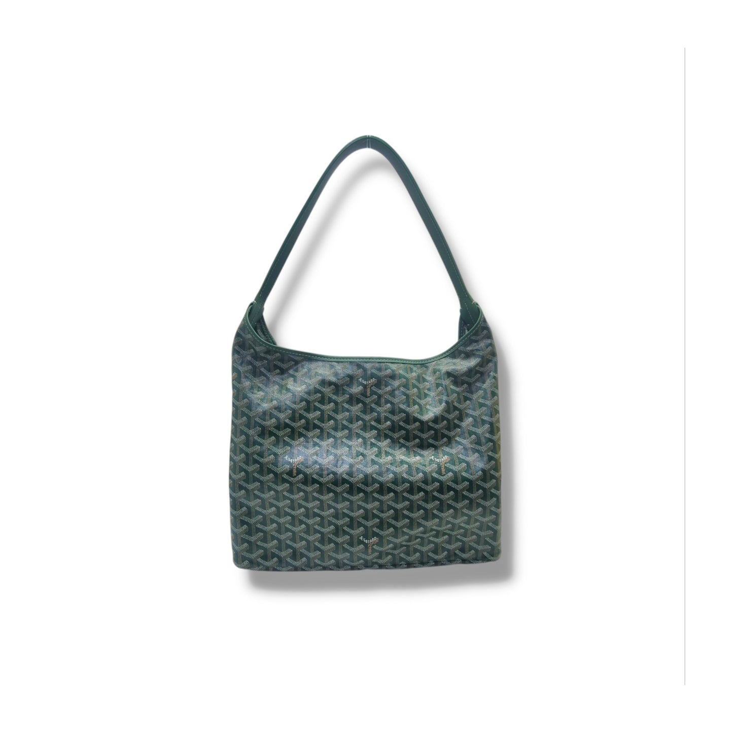 Goyard Boheme Goyardine Canvas & Chevroches Calfskin Hobo Bag Phw (Green)