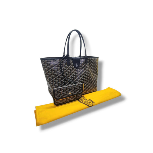 Goyard Saint Louis PM Goyardine Canvas Chevroches Calfskin (Black/Tan)