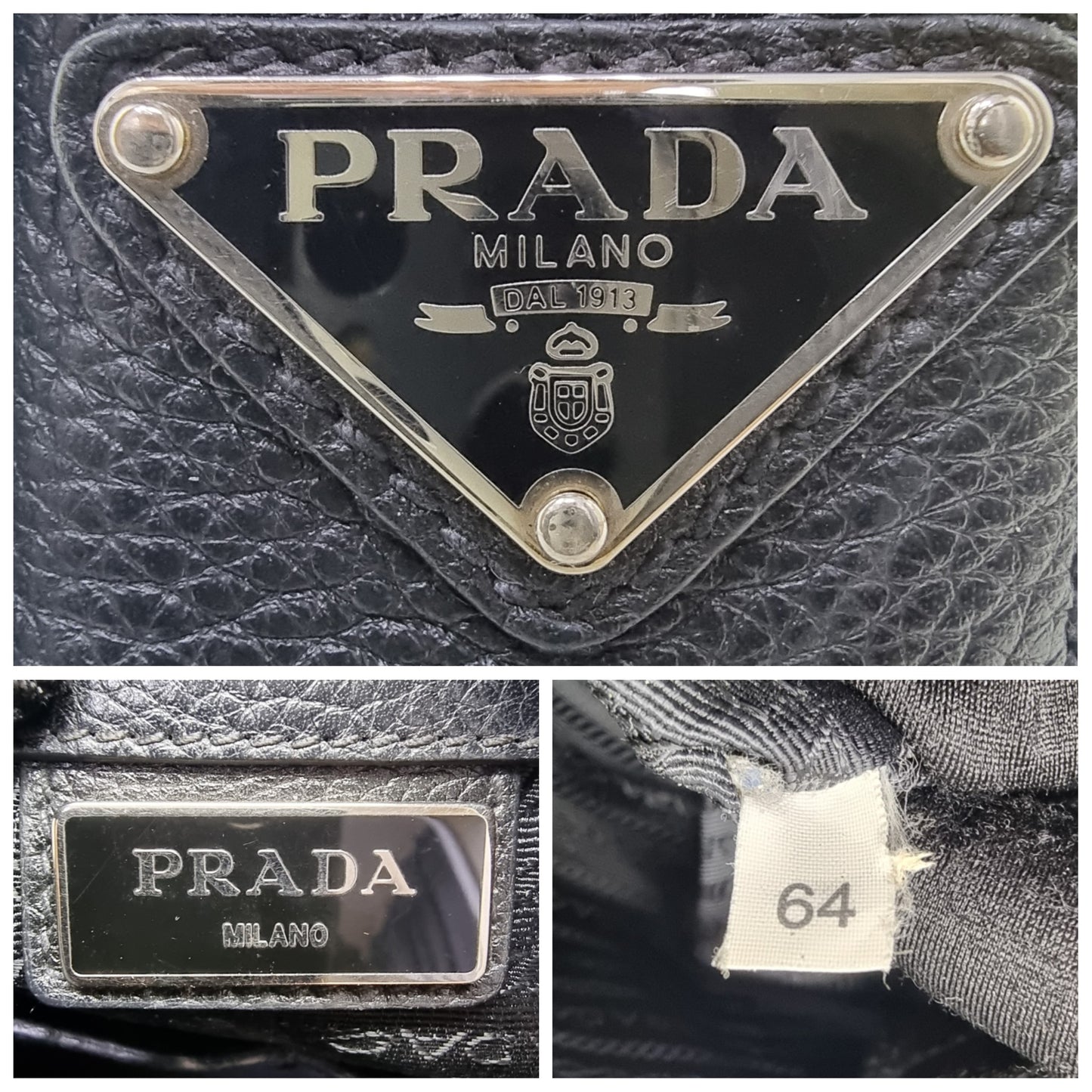 Prada Saffiano Grained Leather Document Bag Shw (Black)