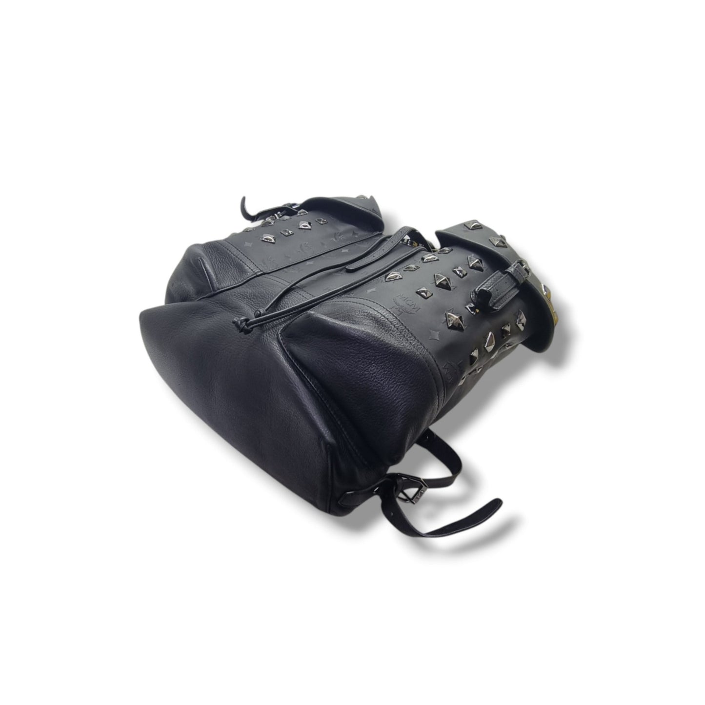 MCM Backpack Honshu Tantris Studded Canvas & Leather Shw (Black Monogram)