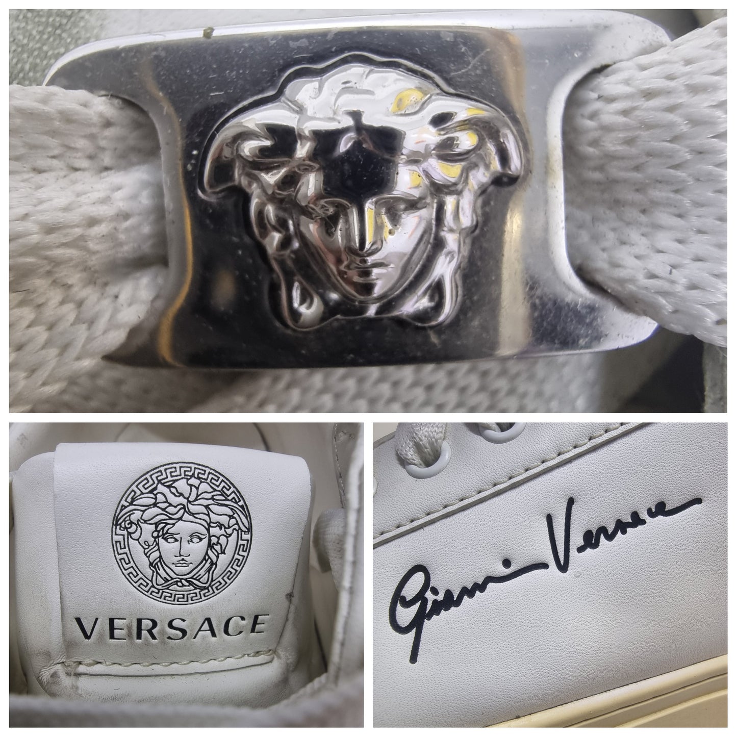 Versace Gianni Signature Lace Sneakers (White)