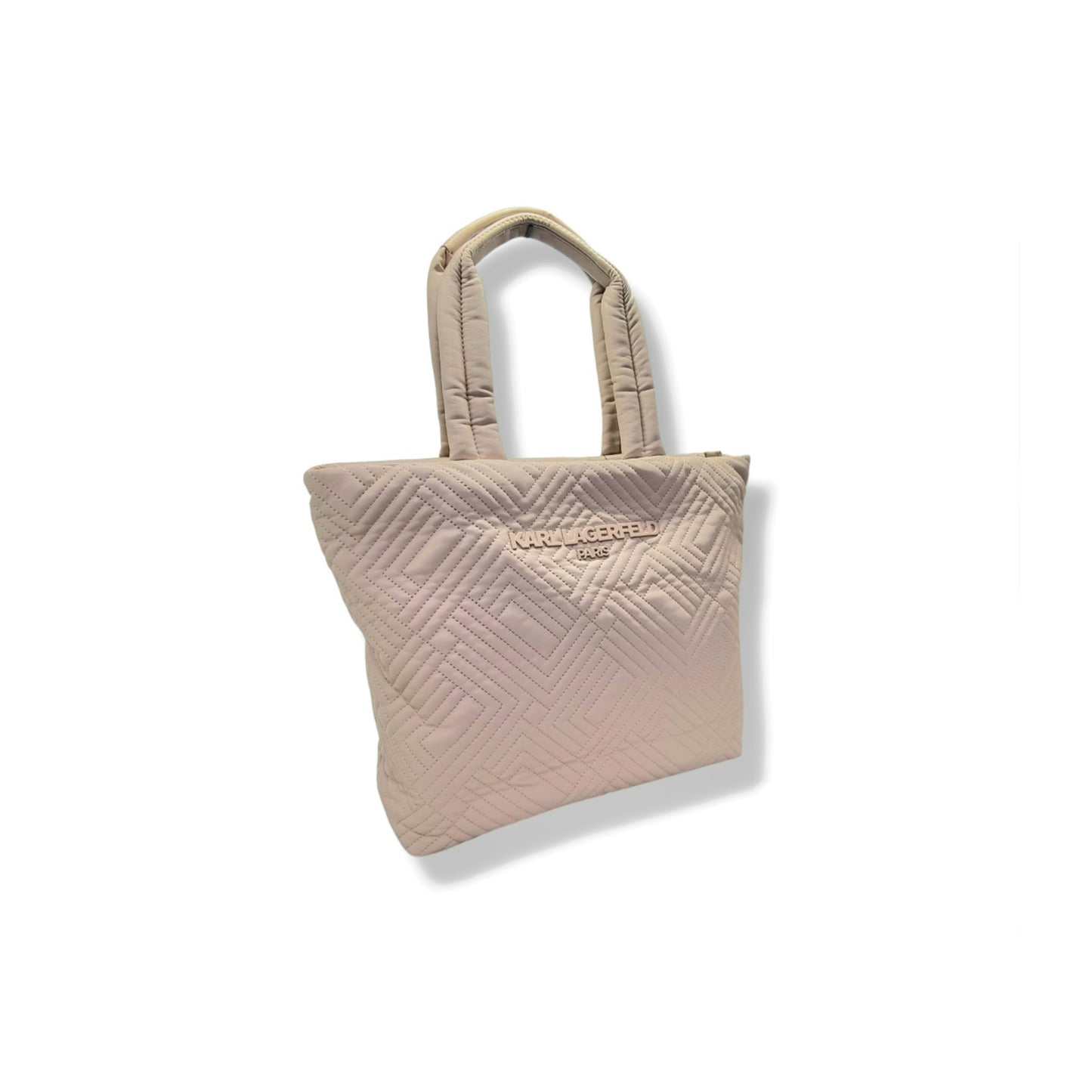 Karl Lagerfeld Paris Voyage Quilted Nylon Shoulder Bag (Beige/Shell)