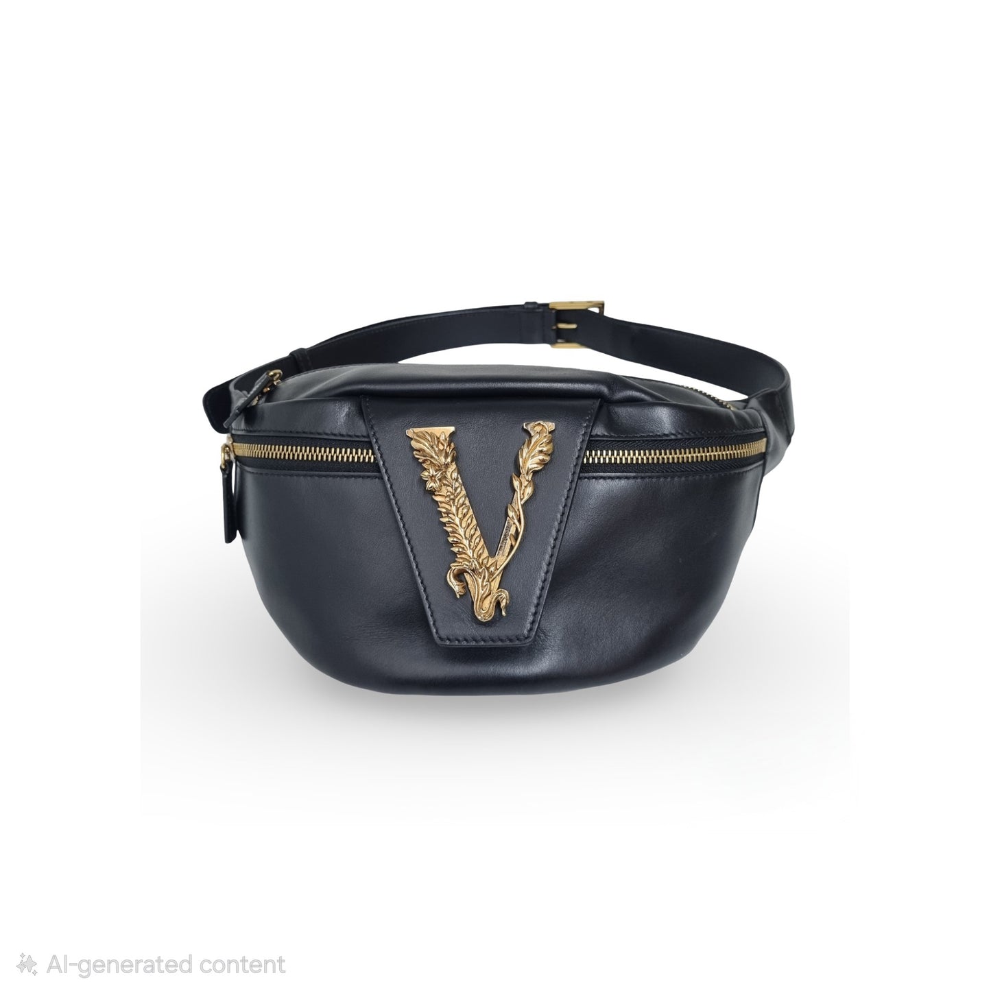 Versace Virtus Leather Waist Bag Ghw (Black)