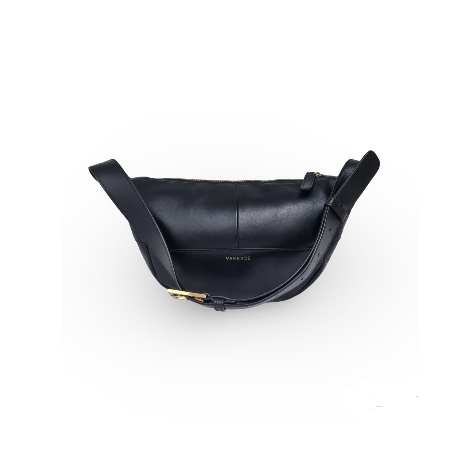 Versace Virtus Leather Waist Bag Ghw (Black)