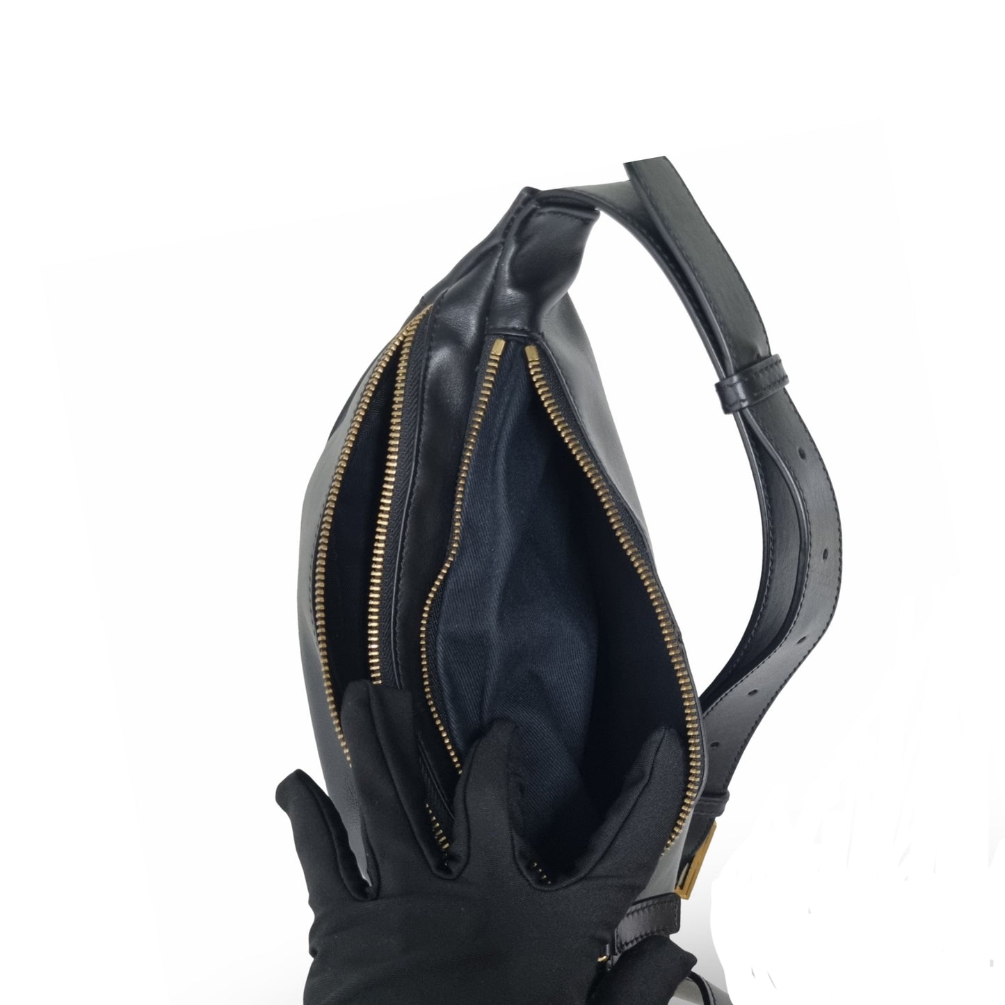 Versace Virtus Leather Waist Bag Ghw (Black)
