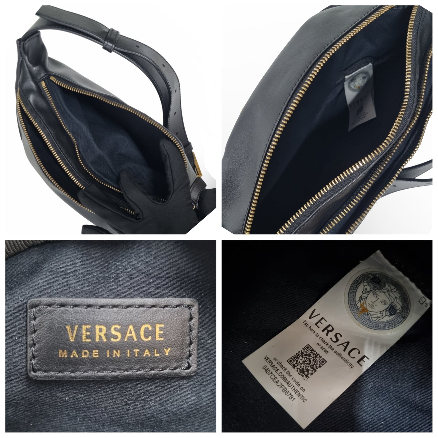 Versace Virtus Leather Waist Bag Ghw (Black)