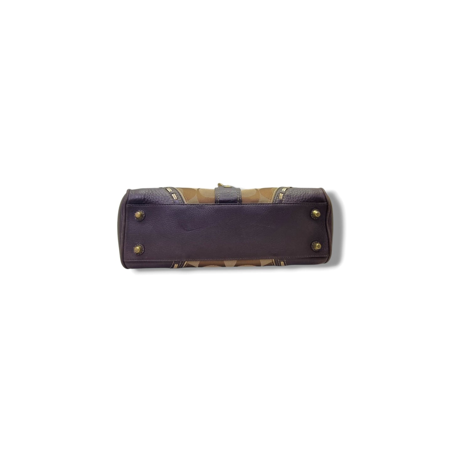 Coach Vintage Stud Canvas Shoulder Bag Ghw (Brown)