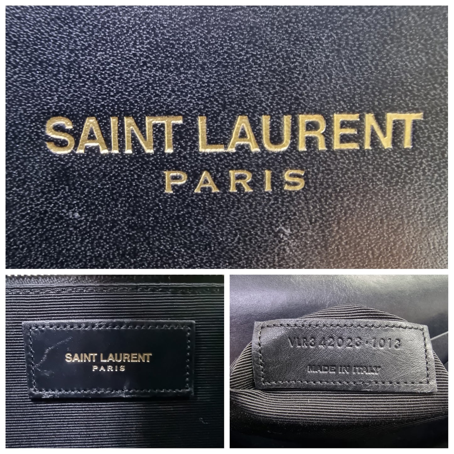 YSL Matelasse Chevron Large Envelope Leather Crossbody Ghw (Black)