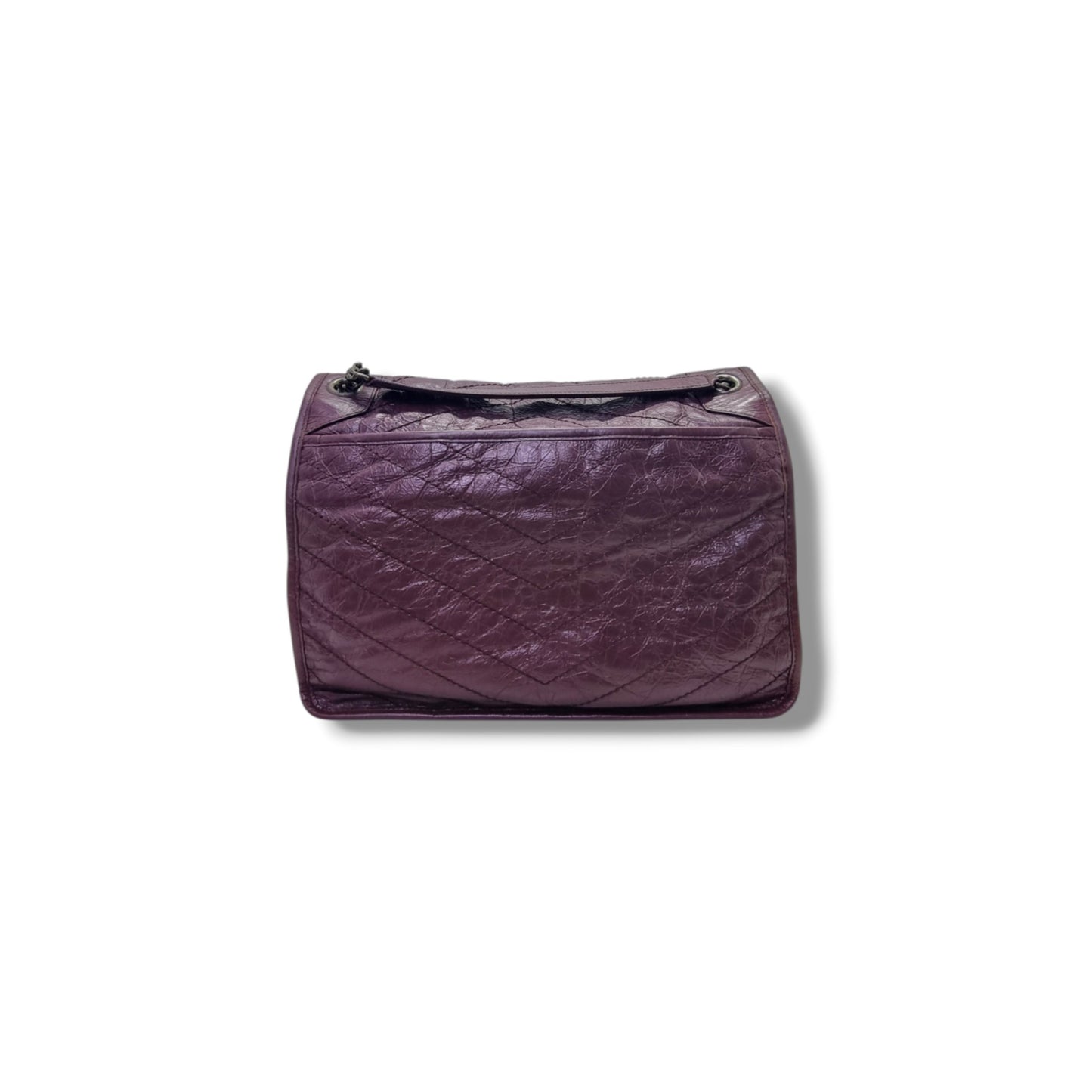 YSL Niki Large Calfskin Leather Bag Shw (Burgundy)