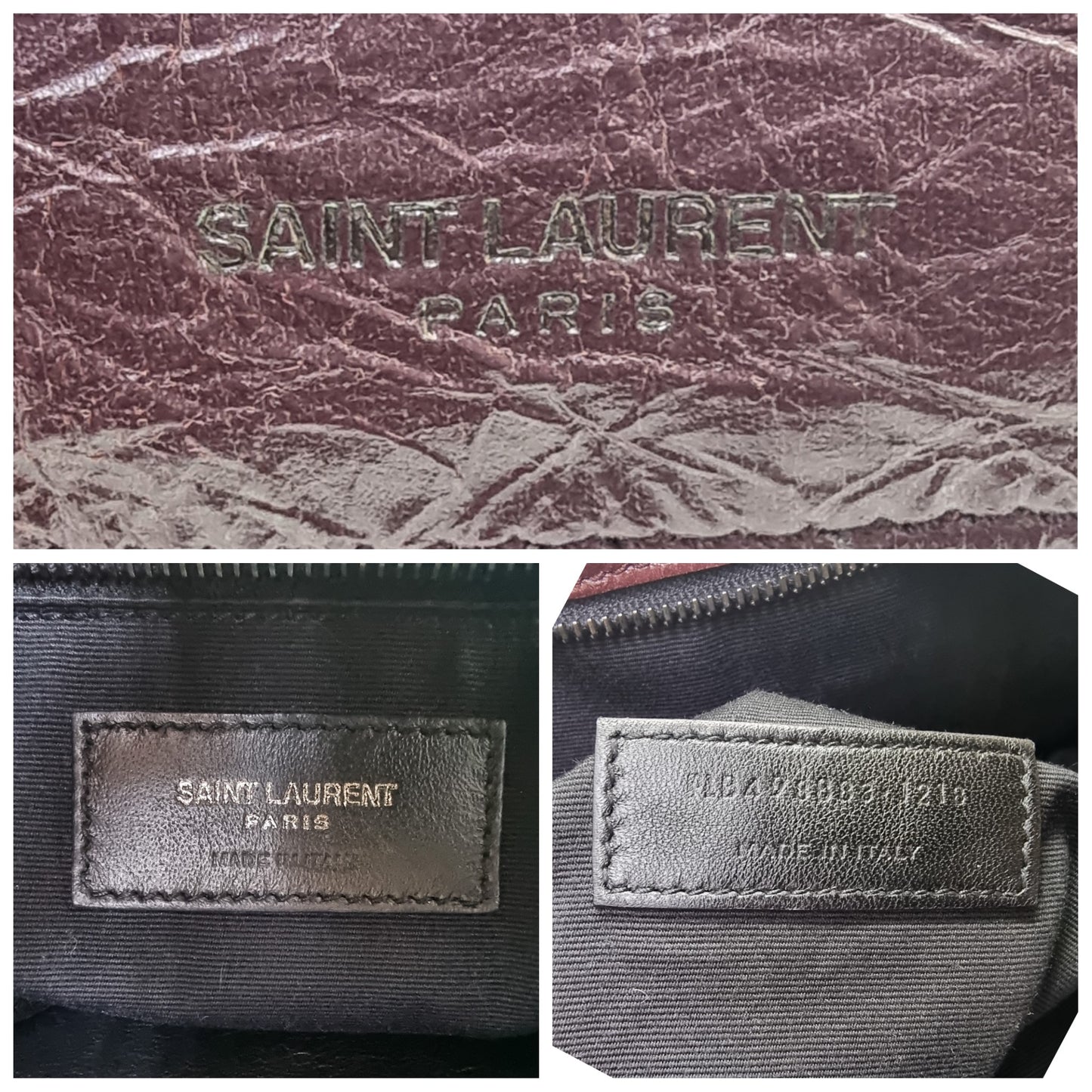 YSL Niki Large Calfskin Leather Bag Shw (Burgundy)
