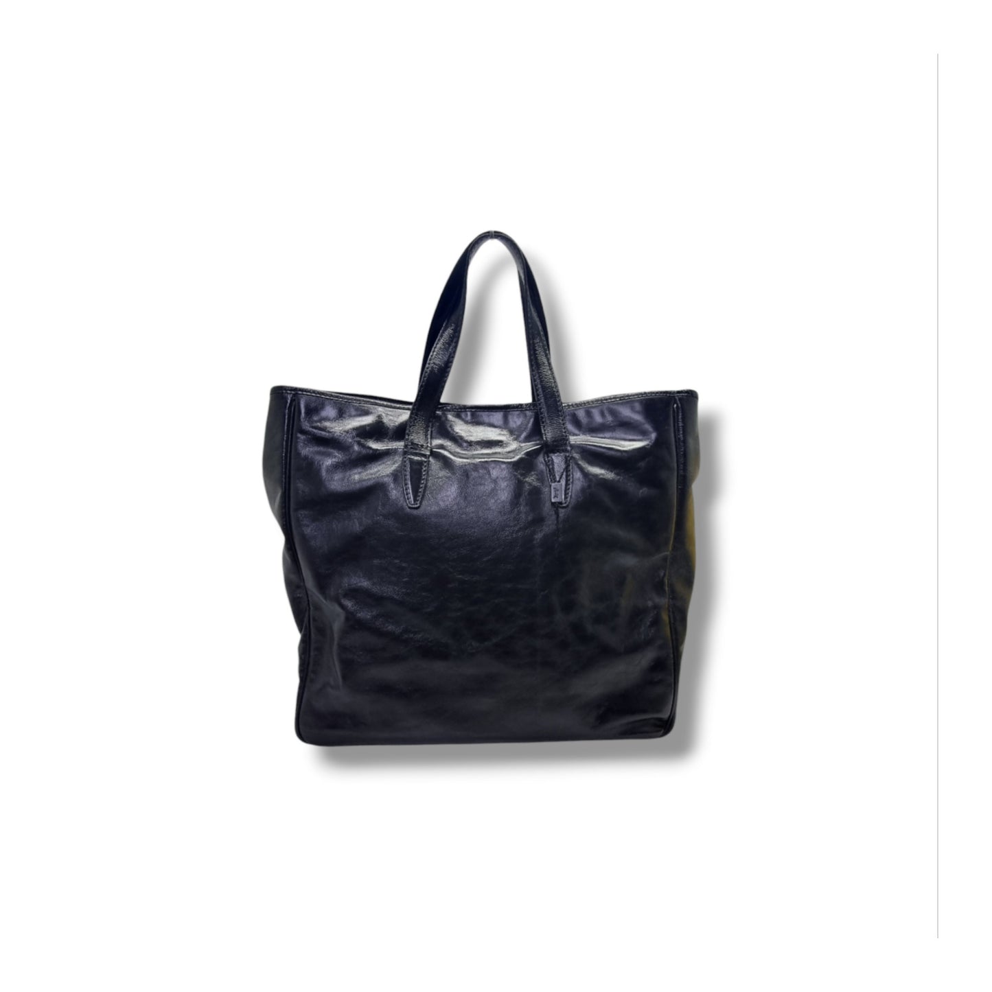 YSL Y-Mail Patent Leather Large Document Bag Ghw (Black)