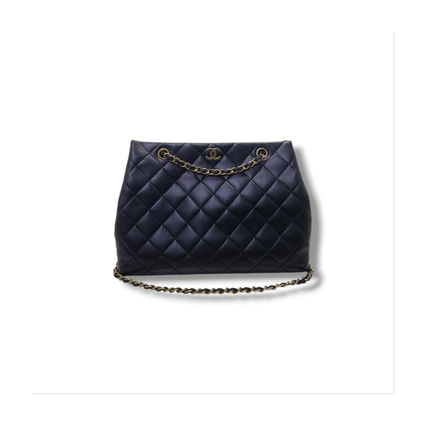 Chanel Vintage Quilted Lambskin Shoulder Bag Ghw (Black)