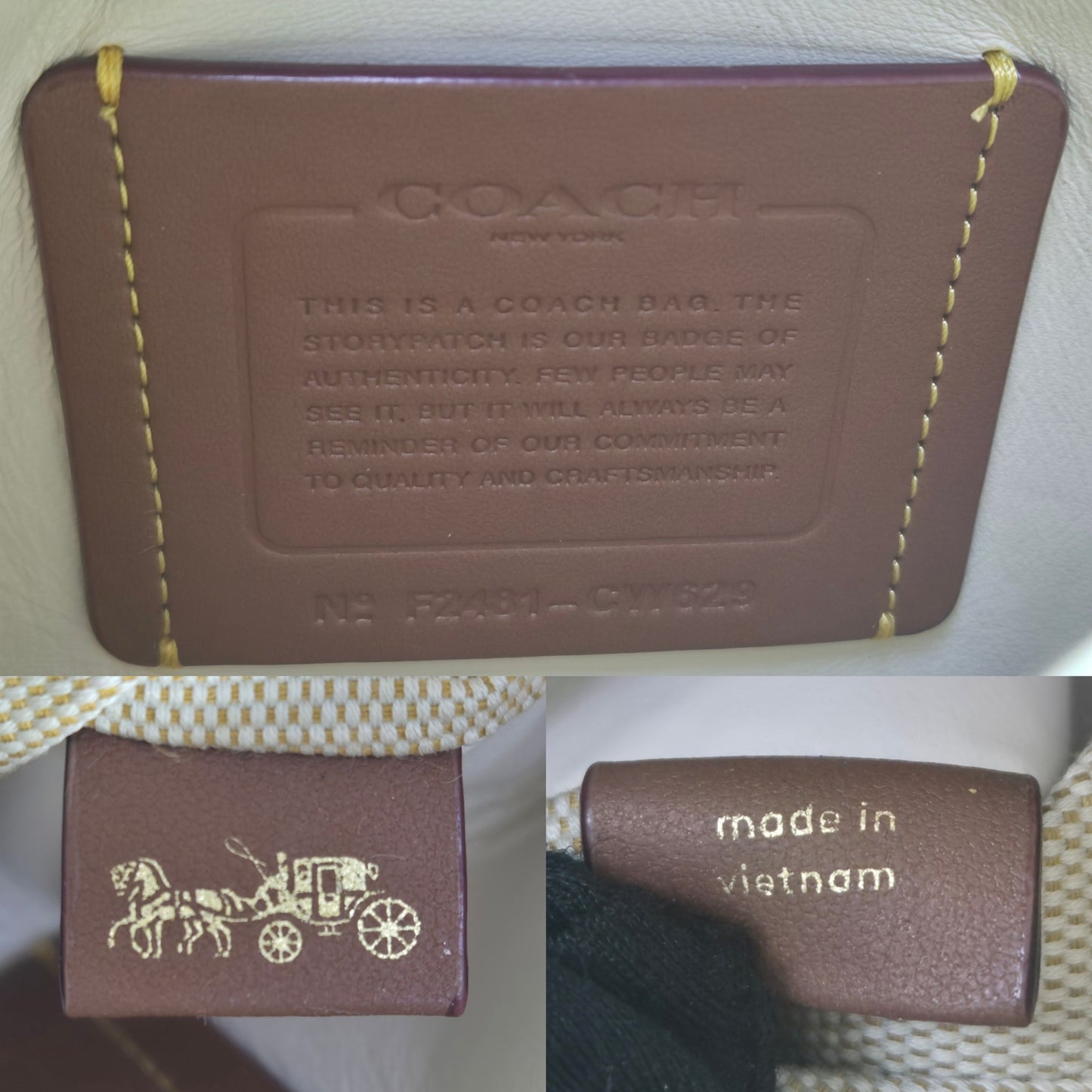 Coach Times Square Tabby W/Quilted Leather Crossbody (White)