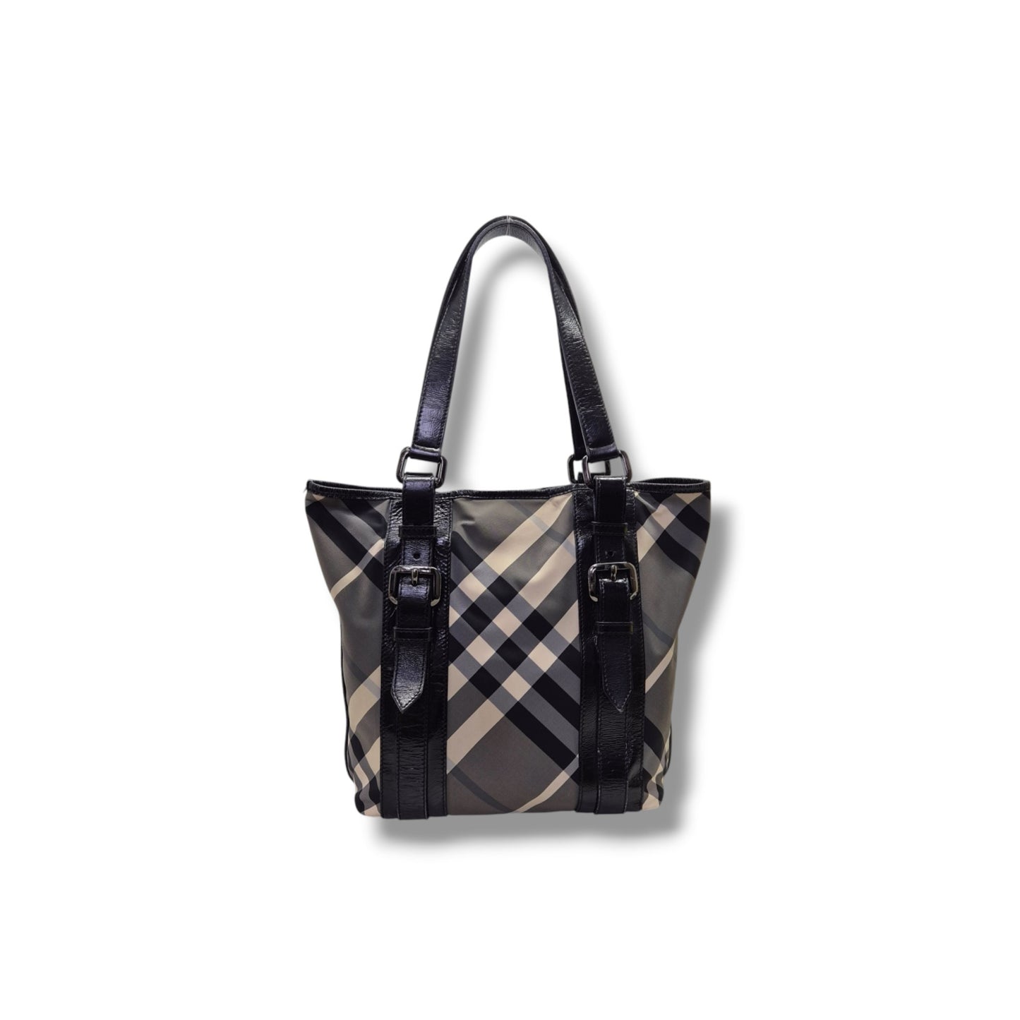 Burberry Victoria Nylon Beat Check Document Bag Gunmetal Hw (Black)